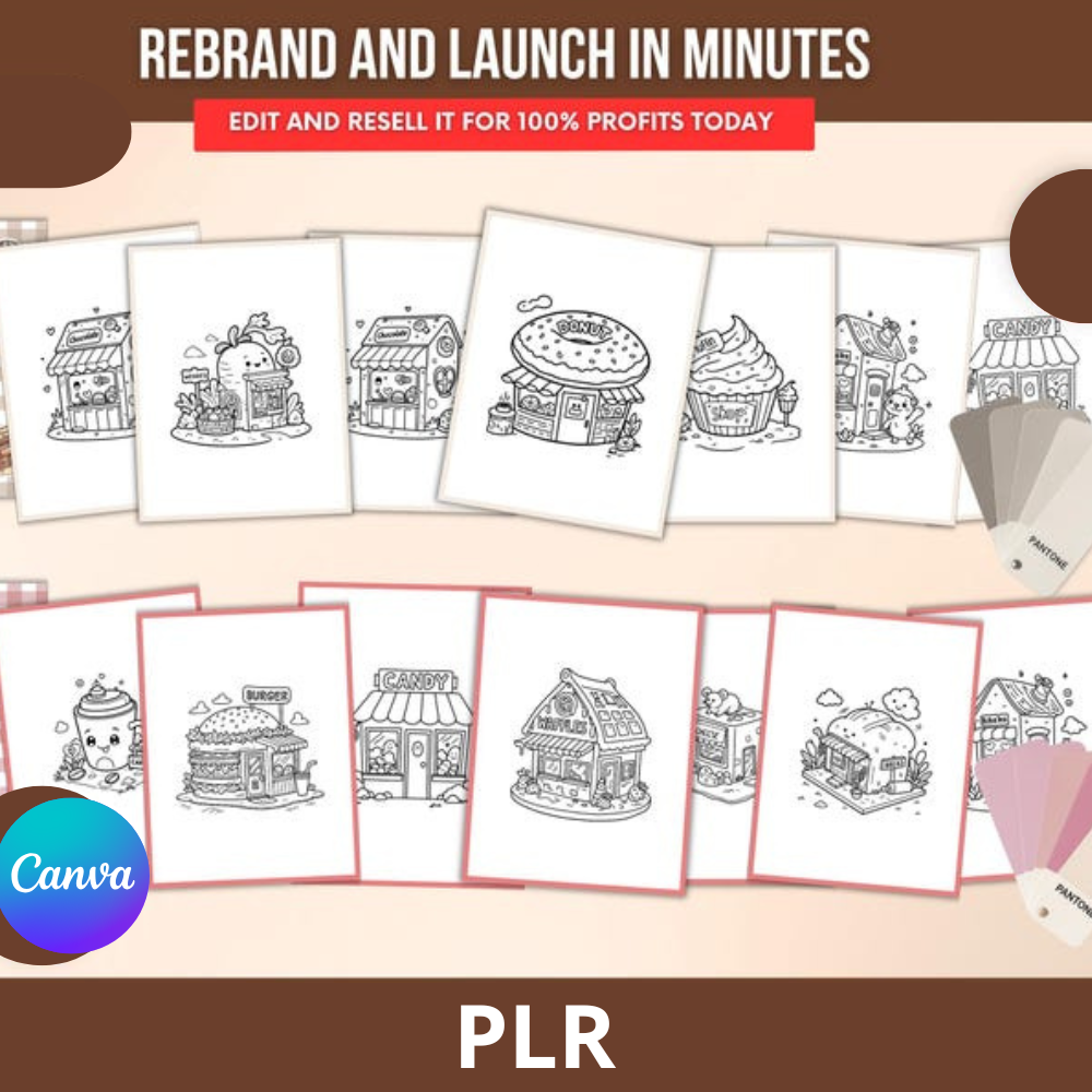 150-Page Small Shop Coloring Book (PLR), Editable Canva Template, Resale Rights (PLR), - Image 3