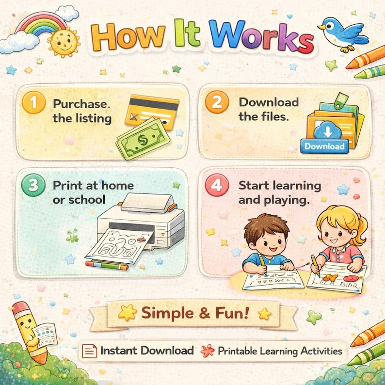 12K+ Kids Printable Worksheets | Preschool Activity Pages | Coloring, Maze, Matching, Word Search, Writing Practice - Image 5