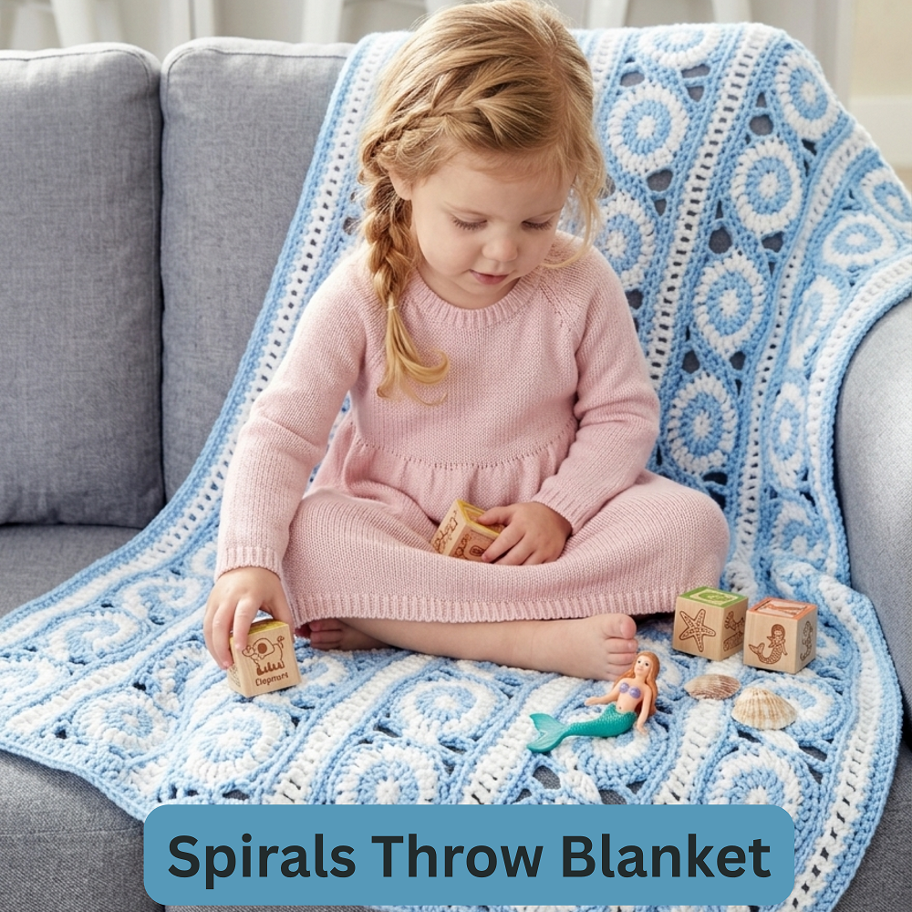 Crochet Spiral Blanket Pattern PDF | Elegant Throw Blanket, Textured Afghan, Beginner Friendly Cozy Home