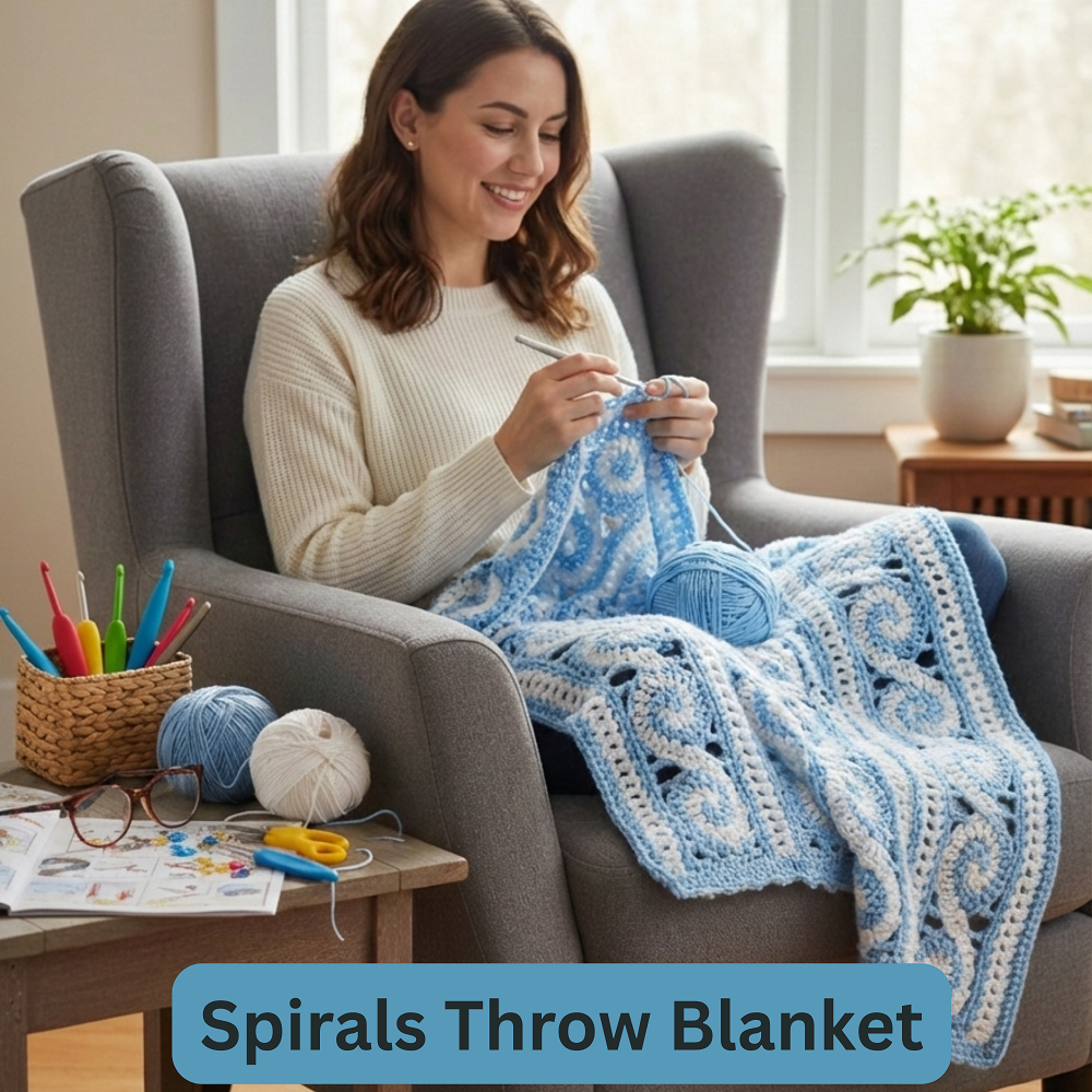 Crochet Spiral Blanket Pattern PDF | Elegant Throw Blanket, Textured Afghan, Beginner Friendly Cozy Home - Image 2