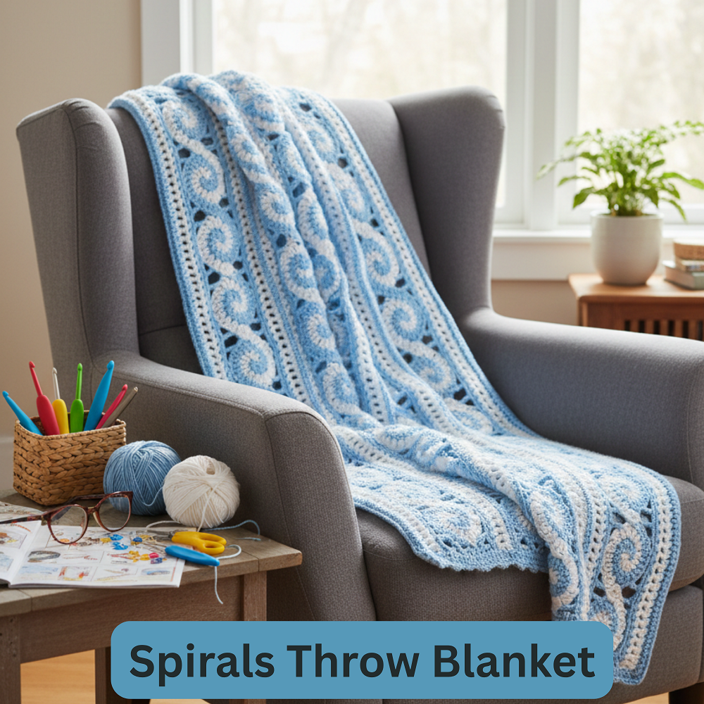 Crochet Spiral Blanket Pattern PDF | Elegant Throw Blanket, Textured Afghan, Beginner Friendly Cozy Home - Image 3