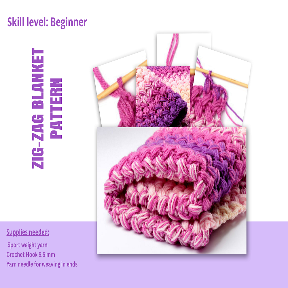 Create a beautiful zig zag crochet blanket with this easy-to-follow crochet pattern PDF, - Image 3