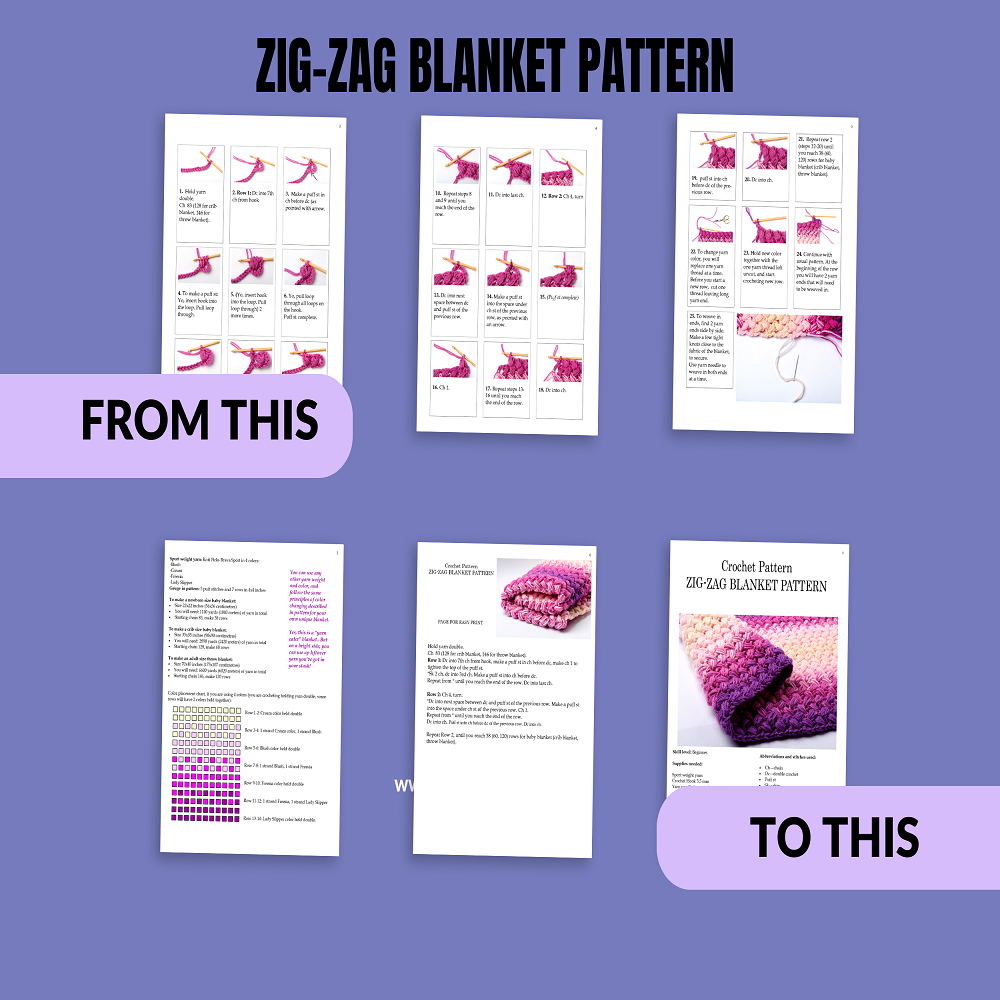 Create a beautiful zig zag crochet blanket with this easy-to-follow crochet pattern PDF, - Image 4